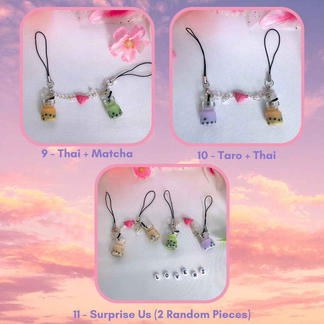 Boba Lovers Phone Charm - 2 Pc Matching Set