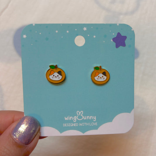 Tangerine Calico Stud Earrings