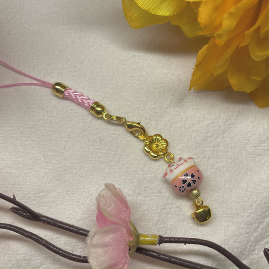 Sakura Lucky Cat Phone Charm