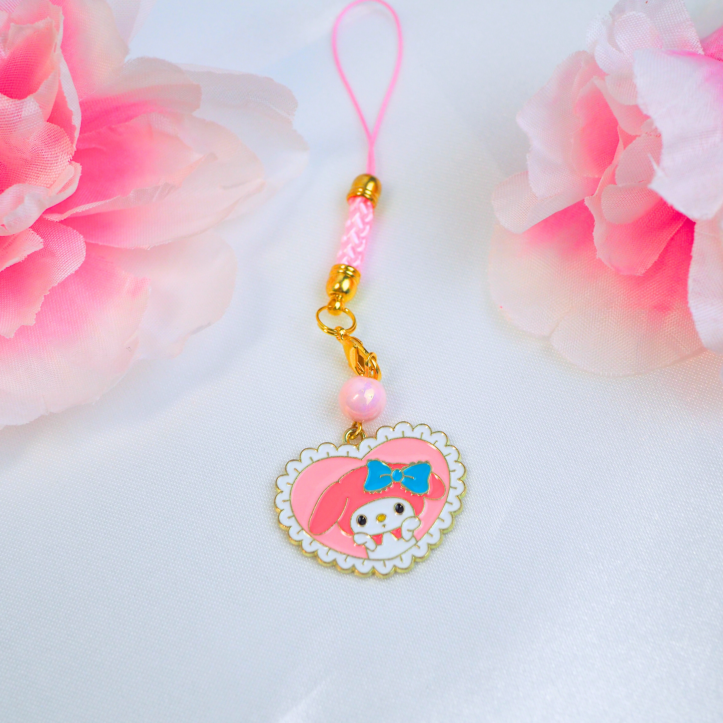 Black & Melody Heart Phone Charm