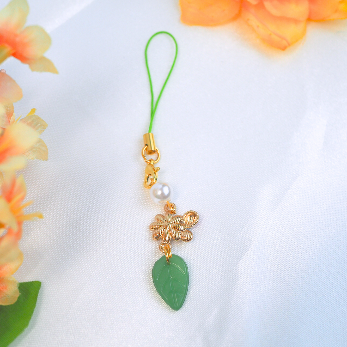 Ladybug Leaf Phone Charm