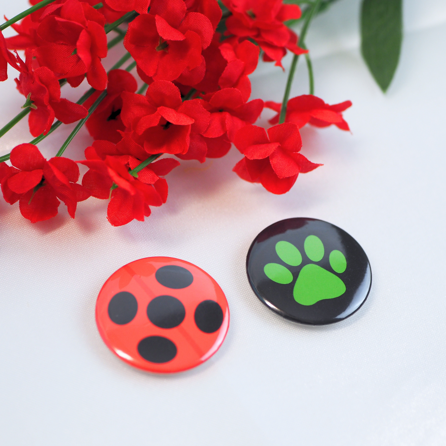 Ladybug & Black Cat Pin Button