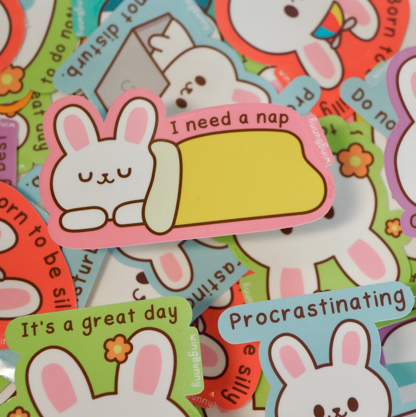 I Need a Nap - Lazy Bun Stickers