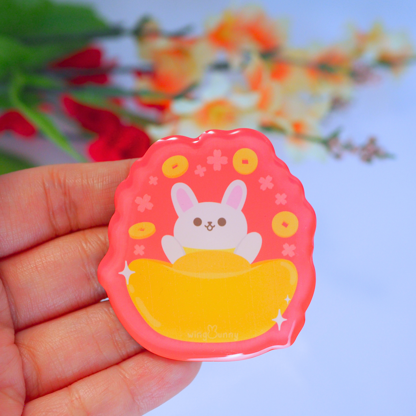 Yuan Bao Bun (Money Bunny) - Acrylic Animal Head Magnet
