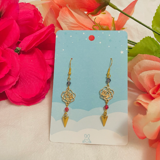 Killer Rose Earrings, SxF anime inspired earrings