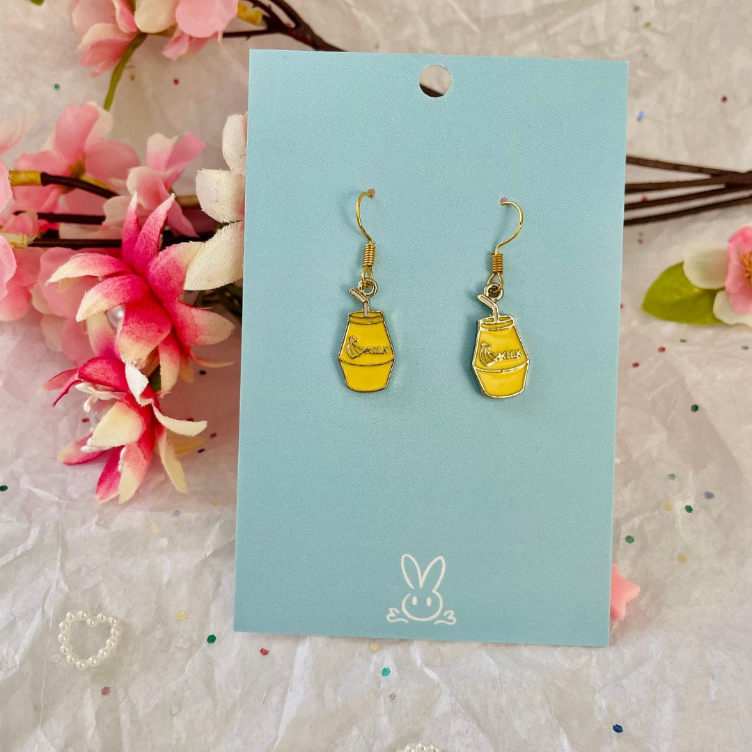 Banana Milk, Cherry Juice Dangle Earrings