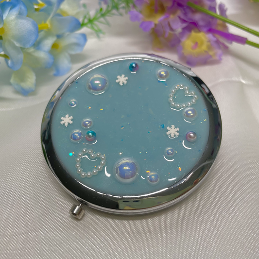 Aqua Flurries - Resin Pocket Mirror