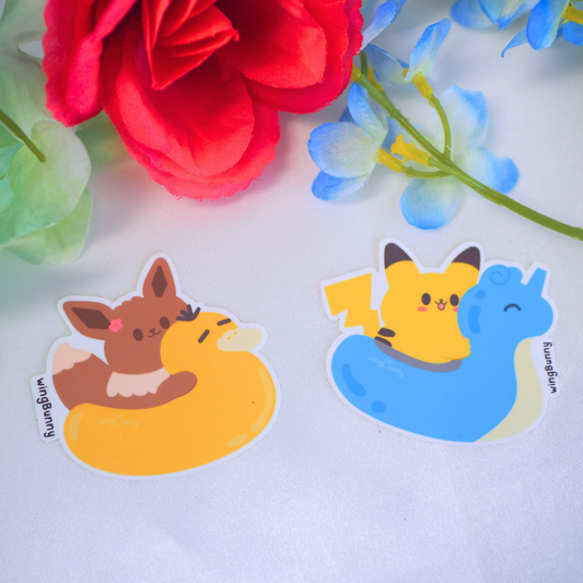 PokéFloatie Stickers, PikaLapras & EeevePsyduck