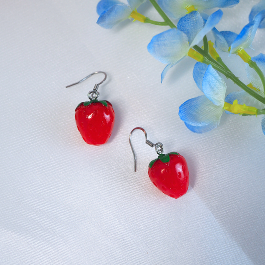 Sweet Resin Strawberry Earrings