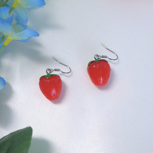 Sweet Resin Strawberry Earrings