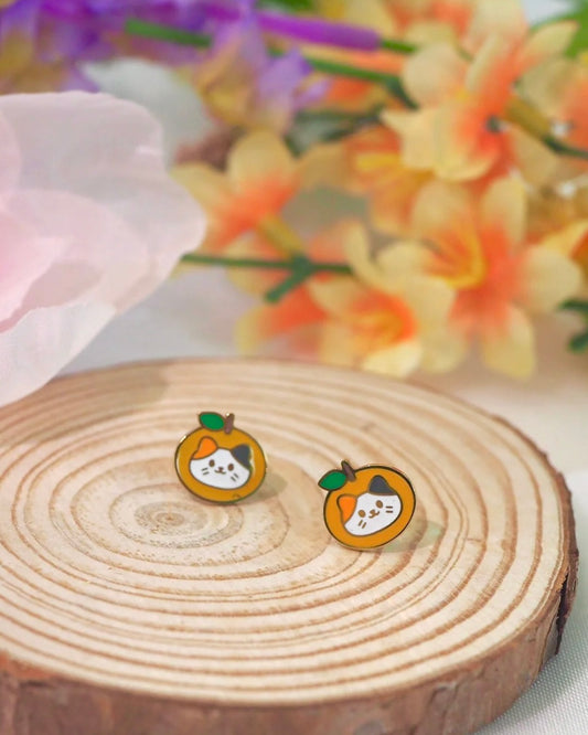 Tangerine Calico Stud Earrings