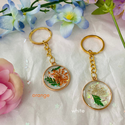 Resin Holographic Flower Bezel Keychain