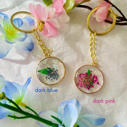 Resin Holographic Flower Bezel Keychain