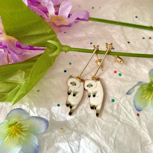 Hanging Cat Dangle Earrings