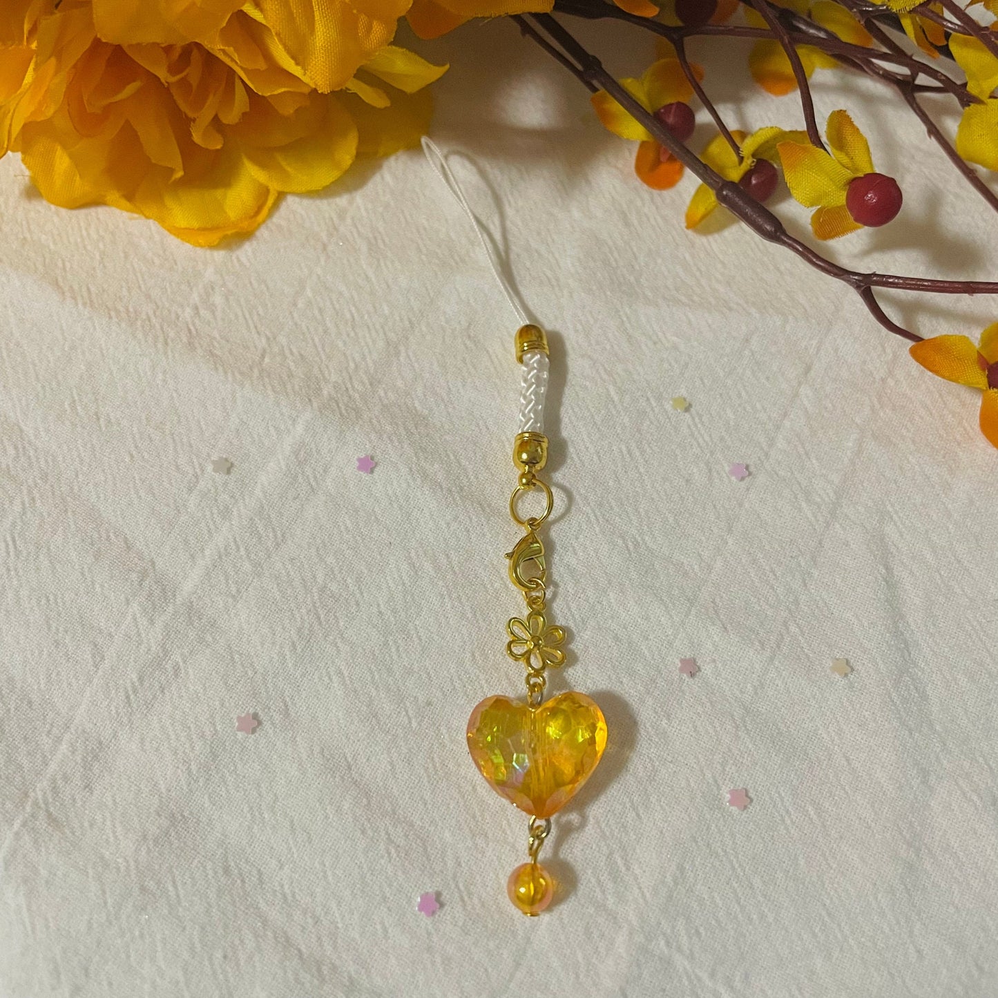 Crystal Heart Lantern Phone Charm