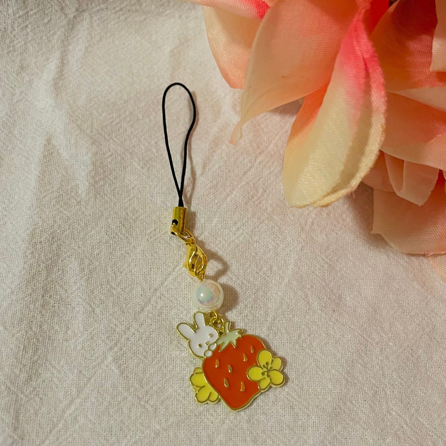 Strawbunny Phone Charm