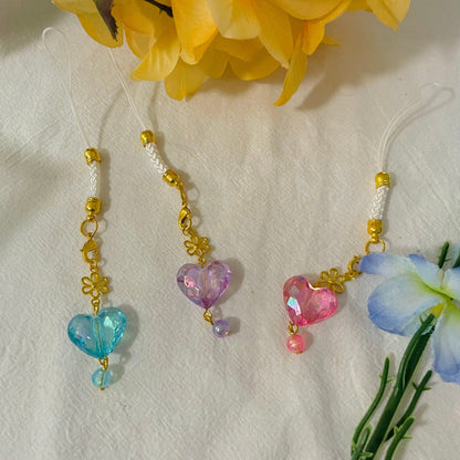 Crystal Heart Lantern Phone Charm