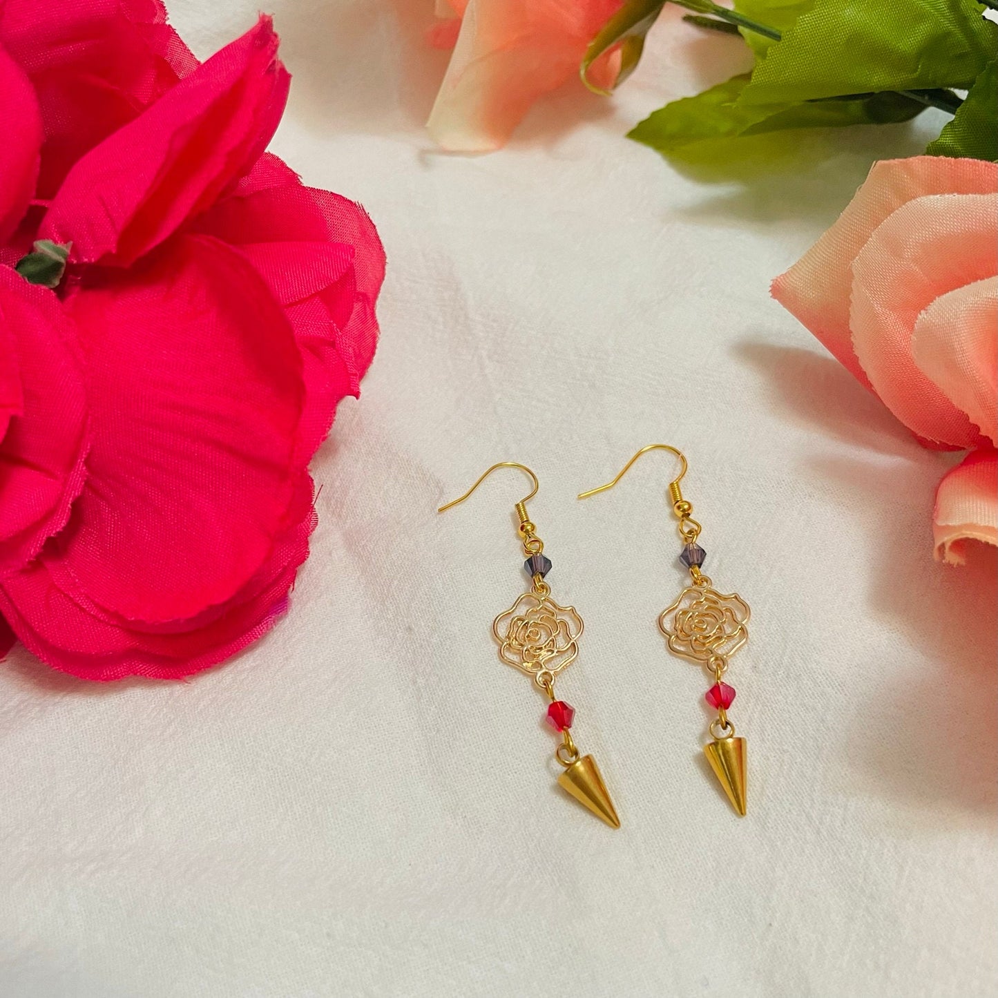 Killer Rose Earrings, SxF anime inspired earrings
