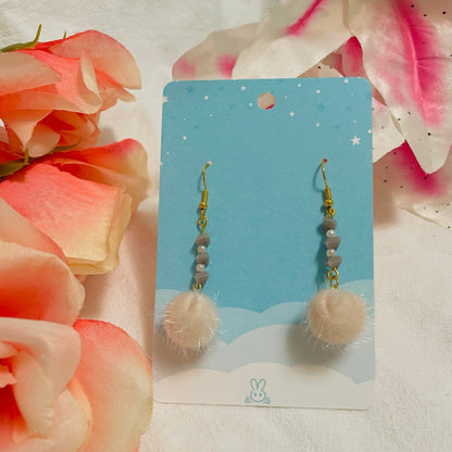 White Fluff Earrings, SxF anime inspired earrings